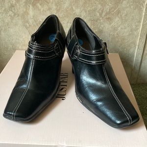 Black Squared Toe Booties